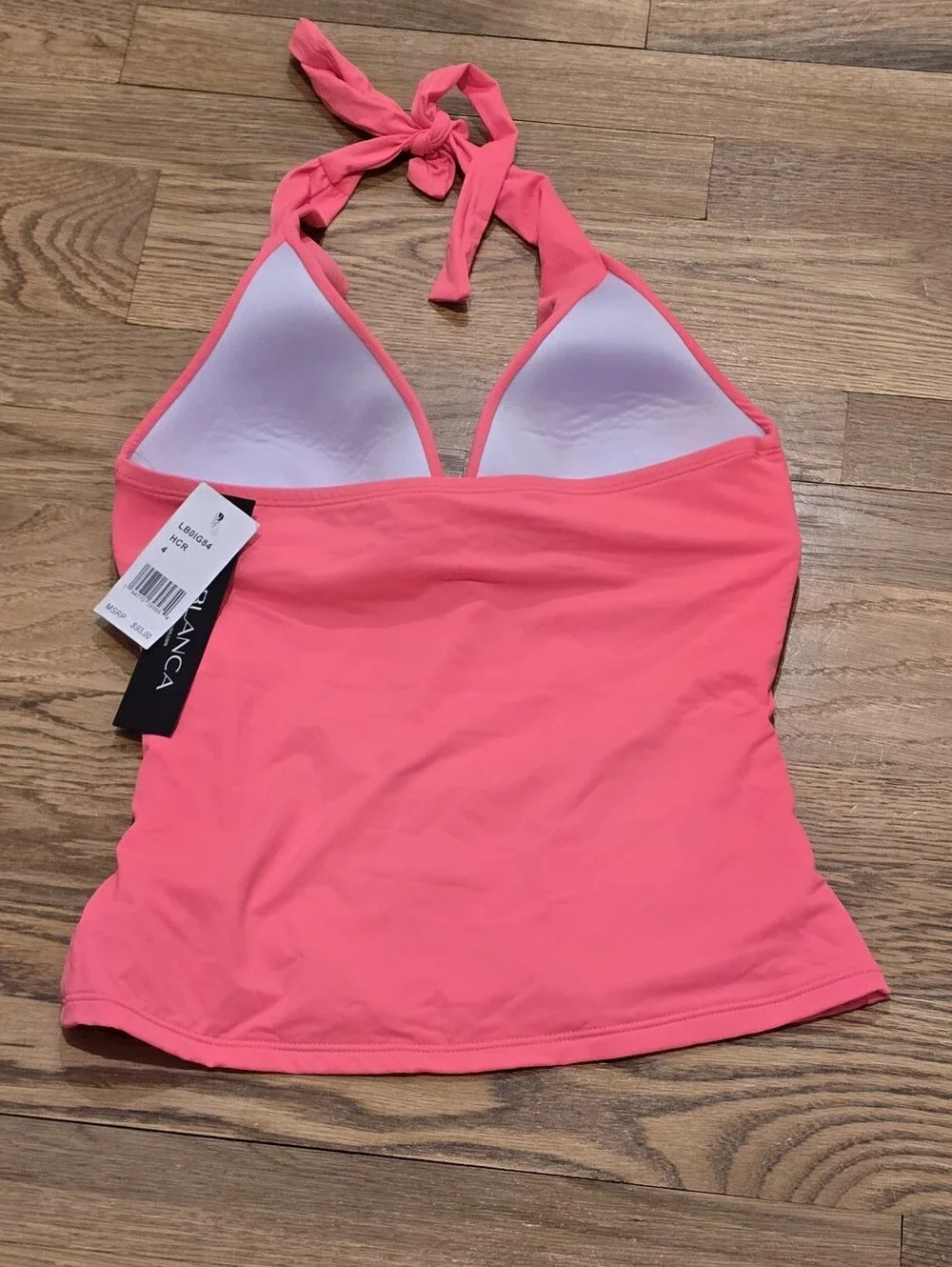 La Blanca Island Goddess Halter Coral Reef Pink Tankini Swim Top Sz 4 NWT